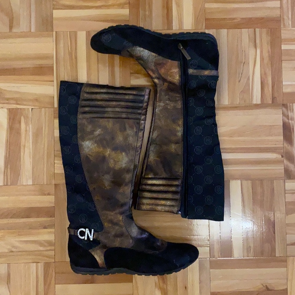 Branded Over-the-Knee Brown and Black Women's Boots